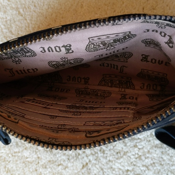 Vintage Boxed Juicy Couture Wristlet, Navy Blue with Gold Polka Dots - Picture 8 of 11